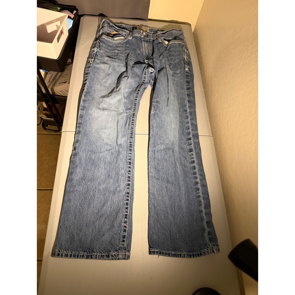 Ariat M4 Coltrane Mens Relaxed Boot Cut Jeans Blue Denim 10017511 36x34
